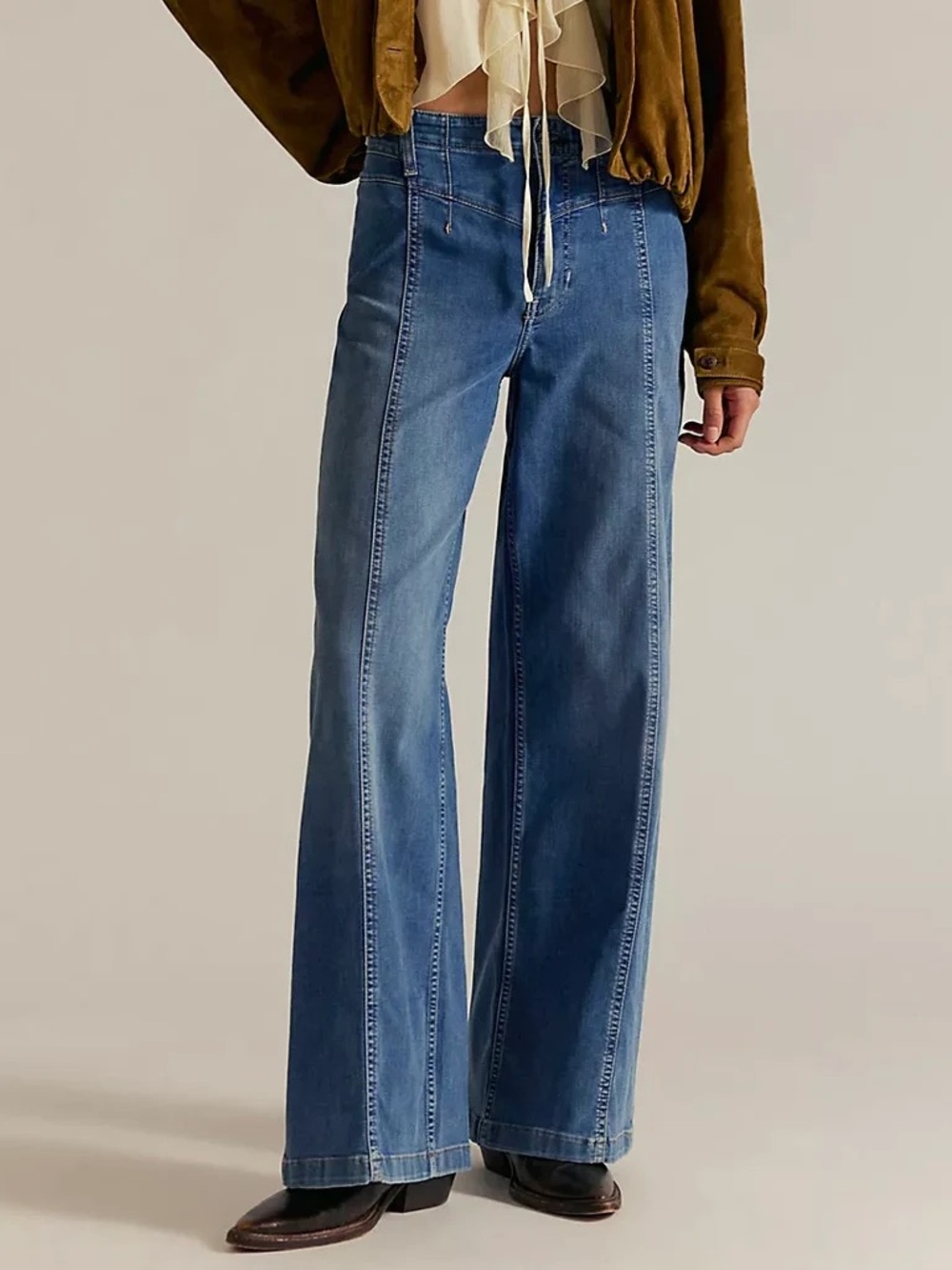 Free People We The Free Libre Wide Leg Jeans in Goodie Goodie Wash - Picture 1 of 6